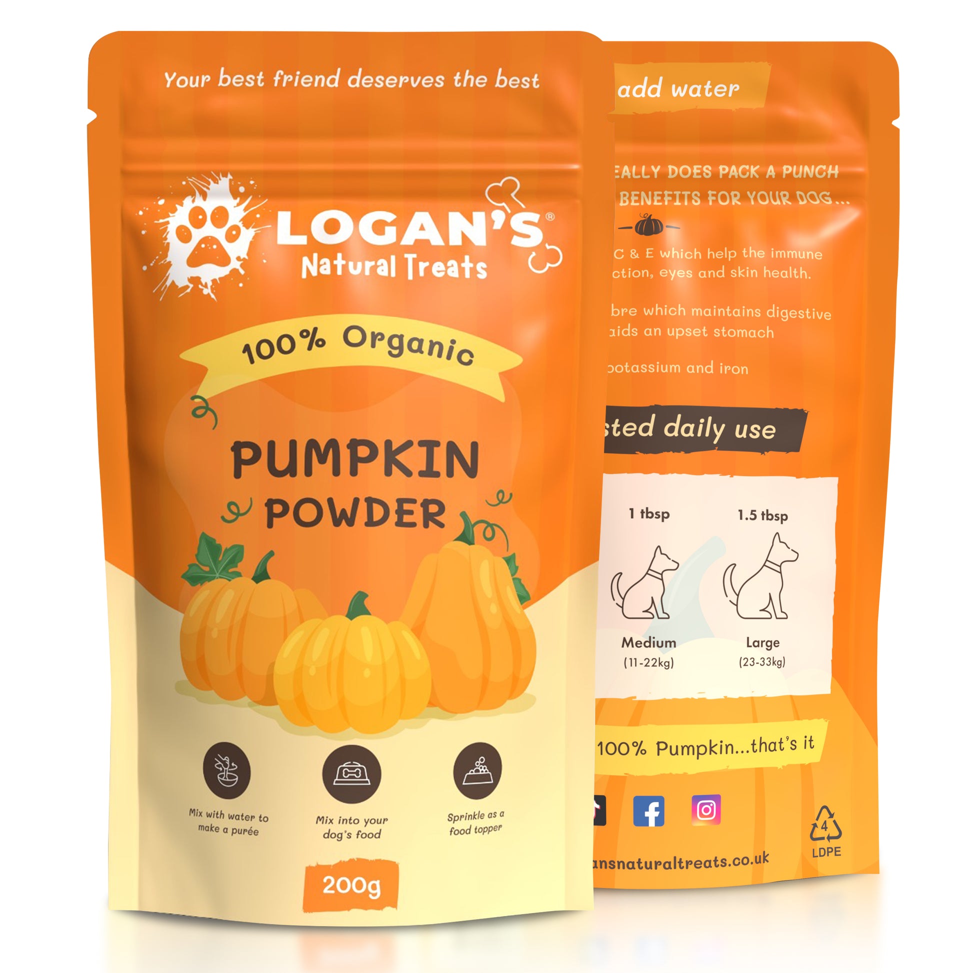 Organic Pumpkin Powder | Pet Pumpkin Powder | Logan’s Natural Treats