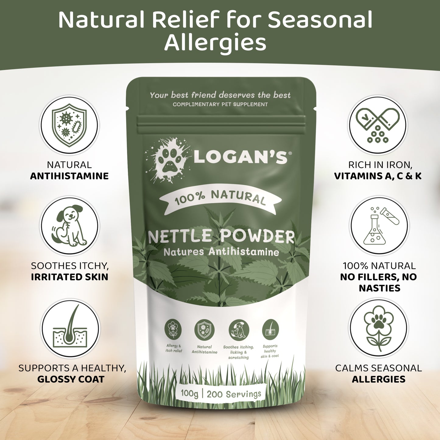 Nettle Powder – Natural Antihistamine for Dogs & Cats
